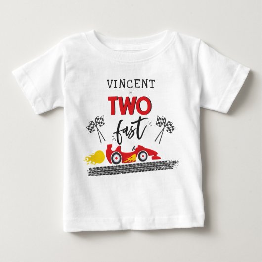 T-shirt Pour Bébé Deux Fast Red Race Car 2e Anniversaire (Devant)