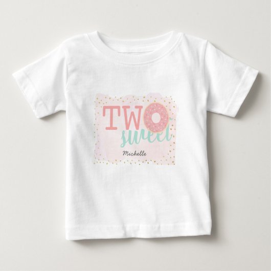 T-shirt Pour Bébé Deux Gâteaux Donut Rose Fille 2ème Anniversaire (Devant)