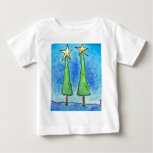 T-shirt Pour Bébé Deux grands arbres de Noël