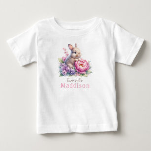 T-shirt Pour Bébé Deux Lapins Bébés Mignons avec Anniversaire aux Pi