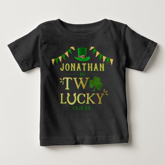 T-shirt Pour Bébé Deux Lucky St. Patrick's Day 2e anniversaire (Devant)
