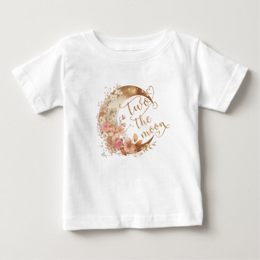 T-shirt Pour Bébé Deux lune or rose fille 2e anniversaire (Devant)