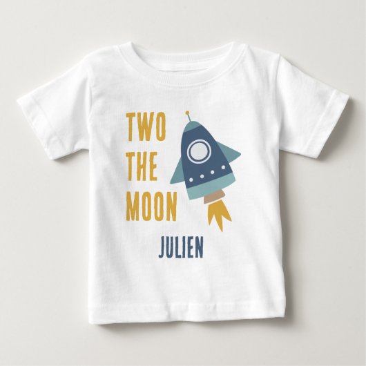 T-shirt Pour Bébé Deux Moon Space Rocket 2e fête d'anniversaire (Devant)