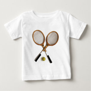 T-shirt Pour Bébé deux raquettes de tennis vintages, sports, parties