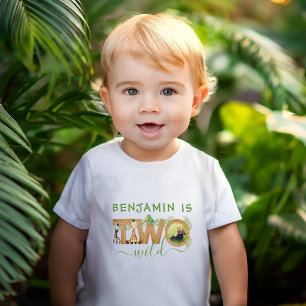 T-shirt Pour Bébé Deux sauvages 2ème anniversaire Safari tropical de