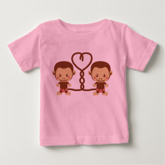 T-shirt Pour Bébé Deux singes mignons