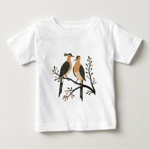 T-shirt Pour Bébé Deux tourterelles Pochoir découpé Style Rétro 7