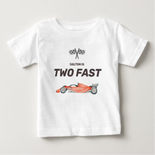 T-shirt Pour Bébé Deux Véhicule de Course Rapide Deuxième Anniversai
