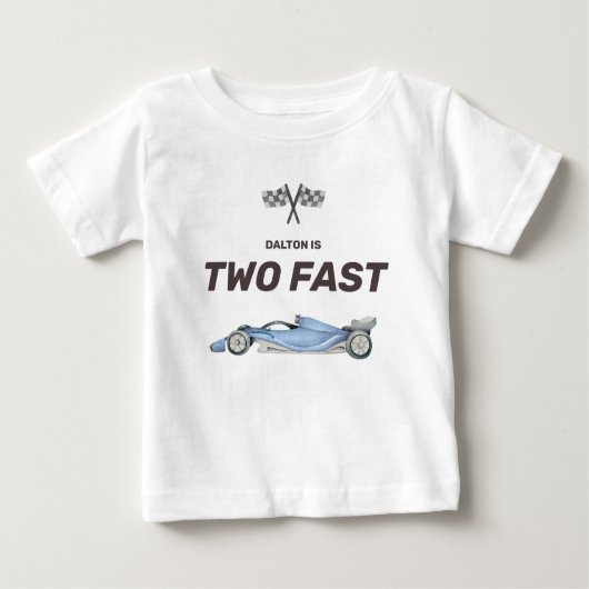 T-shirt Pour Bébé Deux Voiture de Course Rapide Deuxième Anniversair (Devant)