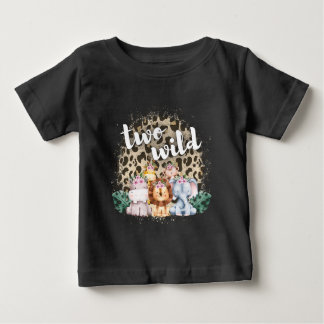 T-shirt Pour Bébé Deux Wild Safari Jungle Thème 2ème Anniversaire