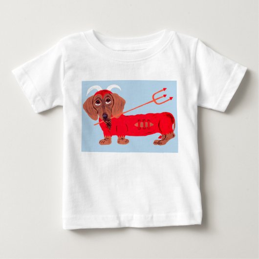 T-shirt Pour Bébé Diable Dachshund (Devant)