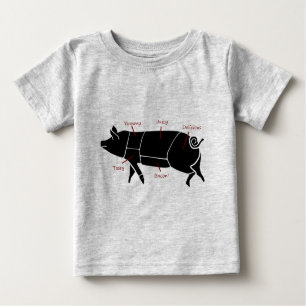 T-shirt Pour Bébé Diagramme de diagramme drôle de boucher de porc