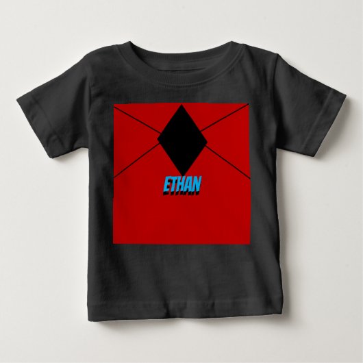 T-shirt Pour Bébé Diamant noir et rouge minimal linéaire noir (Devant)