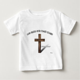 T-shirt Pour Bébé DIEU BÉNISSE LA GARDE CÔTIÈRE avec une croix robus