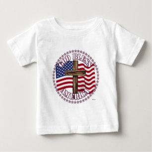 T-shirt Pour Bébé Dieu bénisse l'Amérique et croise avec les États-U