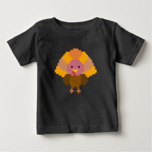 T-shirt Pour Bébé Dinde - Pixel Art