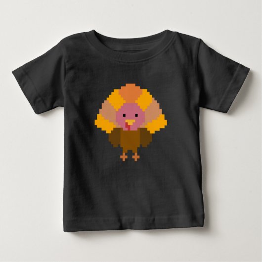 T-shirt Pour Bébé Dinde - Pixel Art (Devant)