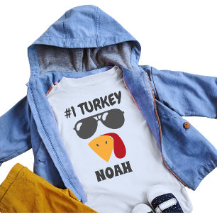 T-shirt Pour Bébé Dindon de Thanksgiving pour enfants avec des lunet