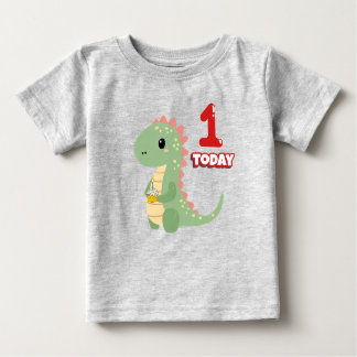 T-shirt Pour Bébé Dino Anniversaire 1 Aujourd'hui