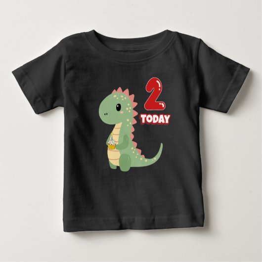 T-shirt Pour Bébé Dino Anniversaire 2 Aujourd'hui (Devant)