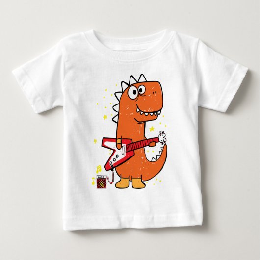 T-shirt Pour Bébé Dino guitariste bébé (Devant)