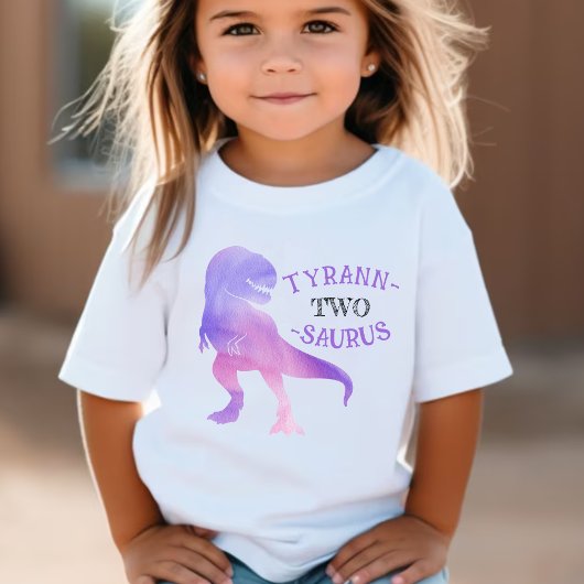 T-shirt Pour Bébé Dinosaur 2e anniversaire pourpre Tyrannosaurus Rex