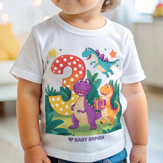 T-shirt Pour Bébé Dinosaur 3e anniversaire