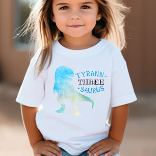 T-shirt Pour Bébé Dinosaur 3ème anniversaire fête Blue Tyrannosaurus
