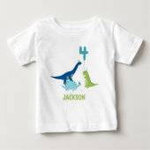 T-shirt Pour Bébé Dinosaur 4e fête d'anniversaire (Devant)