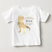 T-shirt Pour Bébé Dinosaur 4e fête d'anniversaire Gold Tyrannosaurus (Devant)