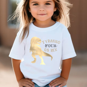 T-shirt Pour Bébé Dinosaur 4e fête d'anniversaire Gold Tyrannosaurus