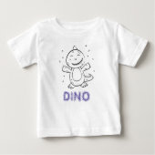 T-shirt Pour Bébé Dinosaur - Animal d'art esquissé en noir et blanc (Devant)