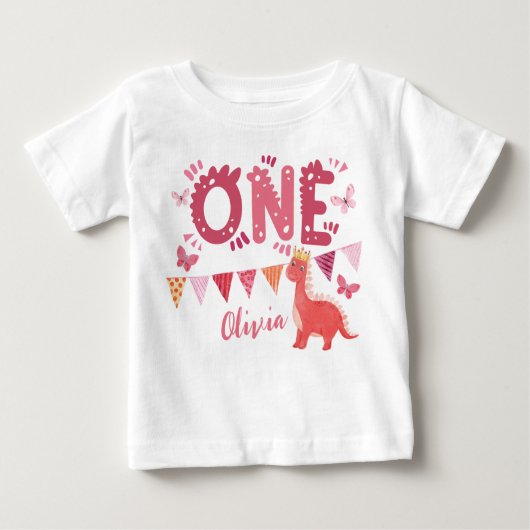 T-shirt Pour Bébé Dinosaur Fille 1er anniversaire (Devant)