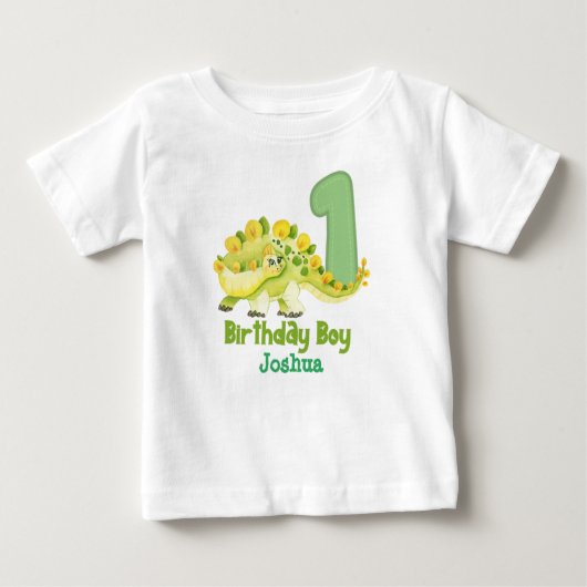 T-shirt Pour Bébé Dinosaur Garçon Premier anniversaire avec le nom B (Devant)