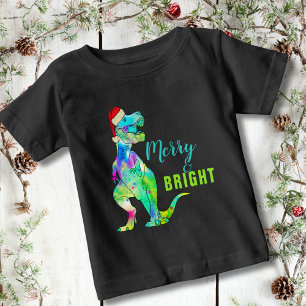T-shirt Pour Bébé Dinosaur Père Noël T-Rex Merry et citation brillan