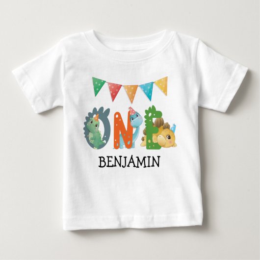 T-shirt Pour Bébé Dinosaur premier anniversaire (Devant)