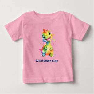 T-shirt Pour Bébé Dinosaure Arc-en-ciel floral mignon Bonne fête d'a