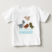T-shirt Pour Bébé Dinosaure Bohème Bleu (Devant)