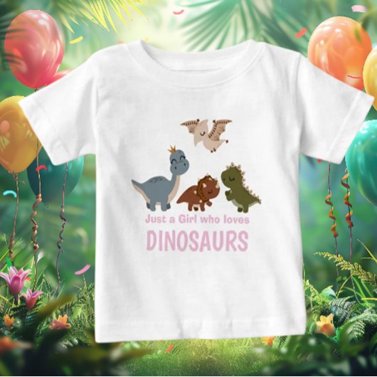 T-shirt Pour Bébé Dinosaure Boho Rose