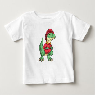 T-shirt Pour Bébé Dinosaure comme pompier avec casque d'incendie