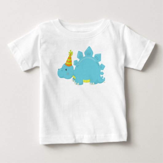 T-shirt Pour Bébé Dinosaure d'anniversaire, Dinosaure de fête, Casqu (Devant)