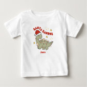 T-shirt Pour Bébé Dinosaure de Noël Santasaurus Nom rétro (Devant)