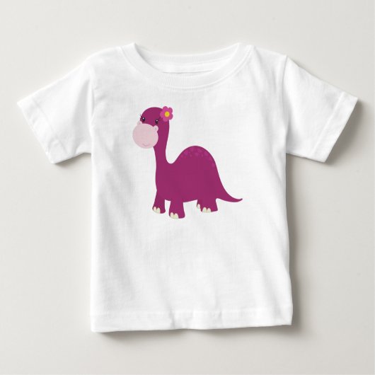 T-shirt Pour Bébé Dinosaure mignon, Dinosaure fille, Dinosaure rose, (Devant)