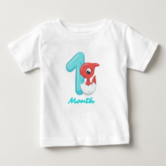 T-shirt Pour Bébé dinosaure mignon d'un mois (Devant)