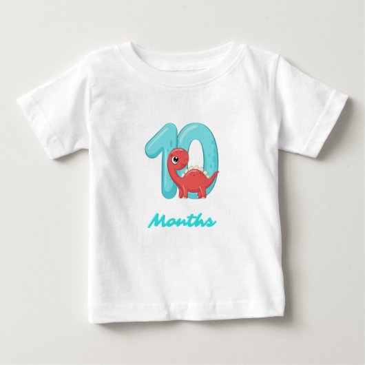 T-shirt pour bébé dinosaure mignon pendant dix moi (Devant)
