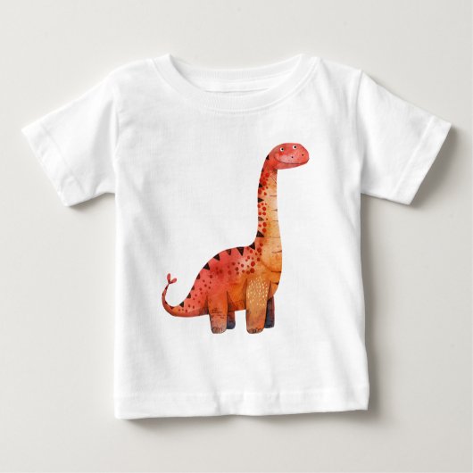T-shirt Pour Bébé Dinosaure Rouge Orange - Jolie chemise Dino Cartoo (Devant)