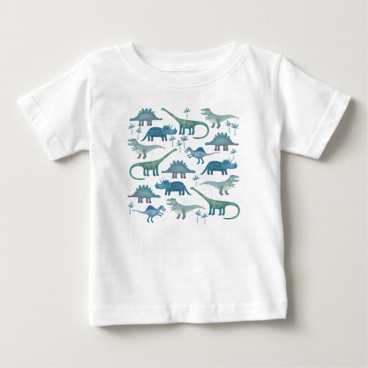 T-shirt Pour Bébé Dinosaures Mignons (Devant)