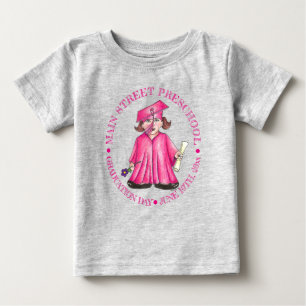 T-shirt Pour Bébé Diplômée rose Casquette de l'enseignement préscola