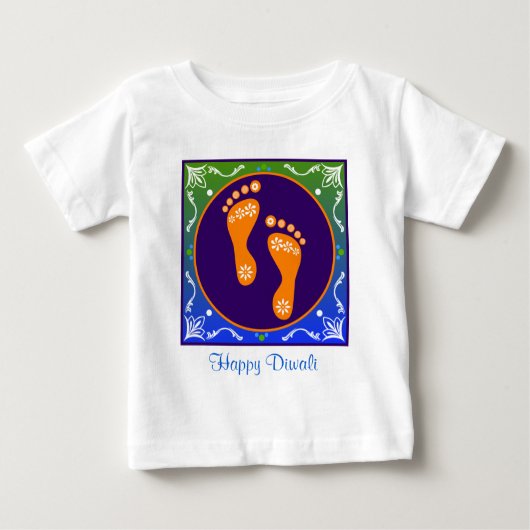 T-shirt Pour Bébé Diwali Rangoli coloré avec empreinte (Devant)