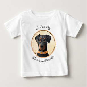 T-shirt Pour Bébé Doberman Pinscher Peinture non découpée Art origin